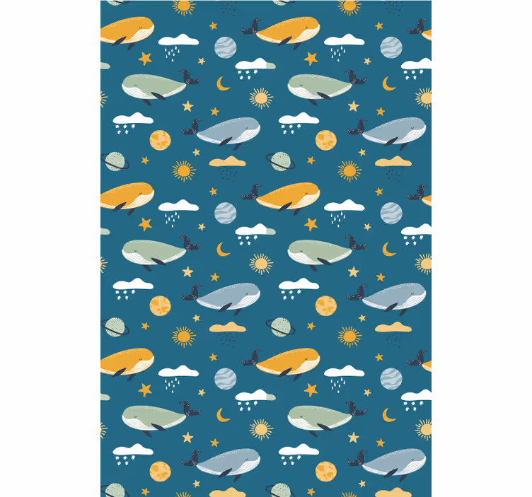 Tenda a rullo cameretta modello di balene - TenStickers