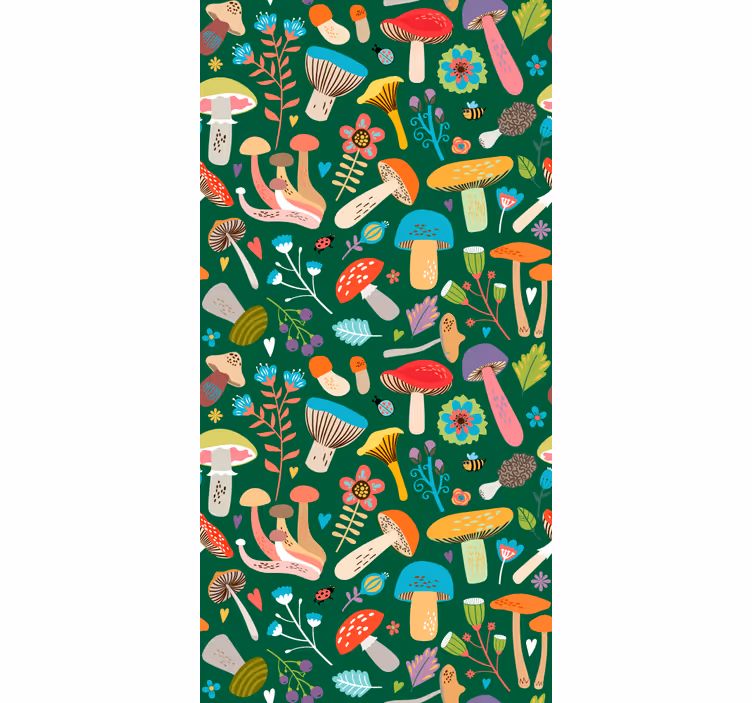 Tenda a rullo fiori e piante motivo vibrante di funghi - TenStickers