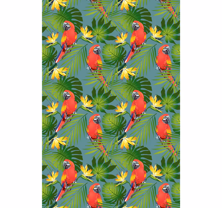 Tenda a rullo animali pappagalli tropicali e foglie - TenStickers