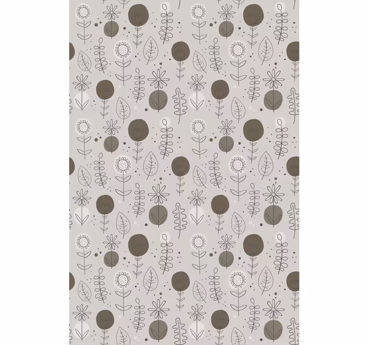 Tenda a rullo fiori e piante tema grigio elegante - TenStickers