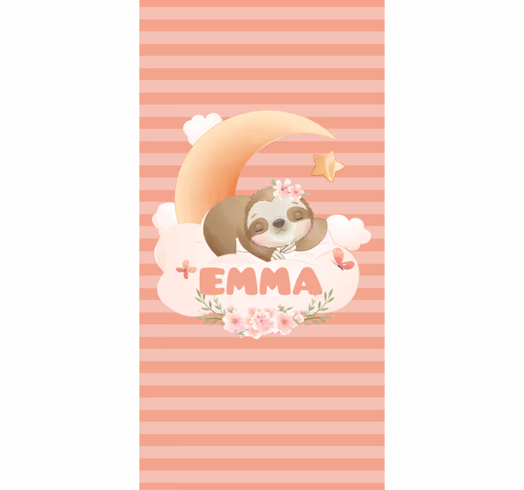 Tenda a rullo cameretta nome con bradipo e luna - TenStickers