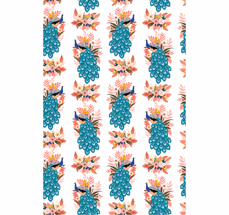 Tenda a rullo fiori e piante pavoni tra i fiori - TenStickers