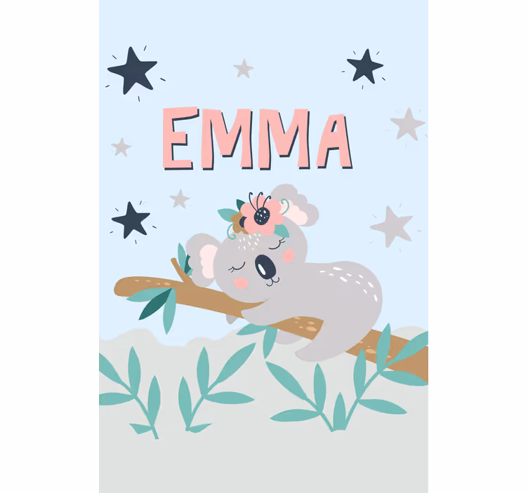 Tenda a rullo cameretta cucciolo di koala con nome - TenStickers