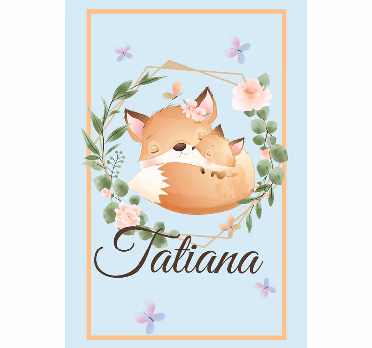 Tenda a rullo cameretta famiglia di volpi con nome - TenStickers
