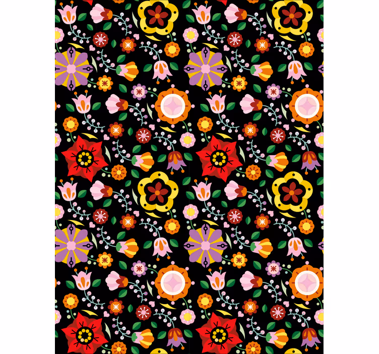 Tenda a rullo fiori tema vivace e colorato - TenStickers