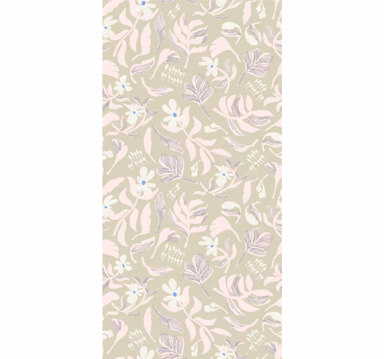 Tenda a rullo fiori e piante tema foglia beige - TenStickers