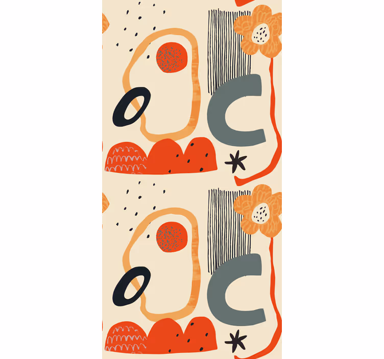 Tenda a rullo con disegni Astrazione collage rosso e arancione - TenStickers