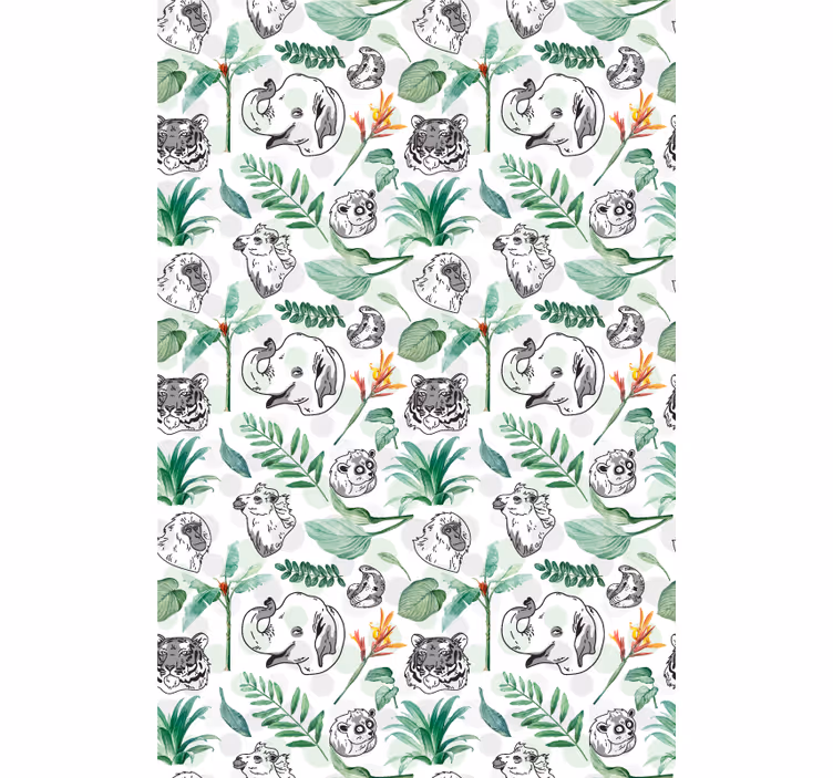 Tenda a rullo cameretta animali della giungla verde - TenStickers
