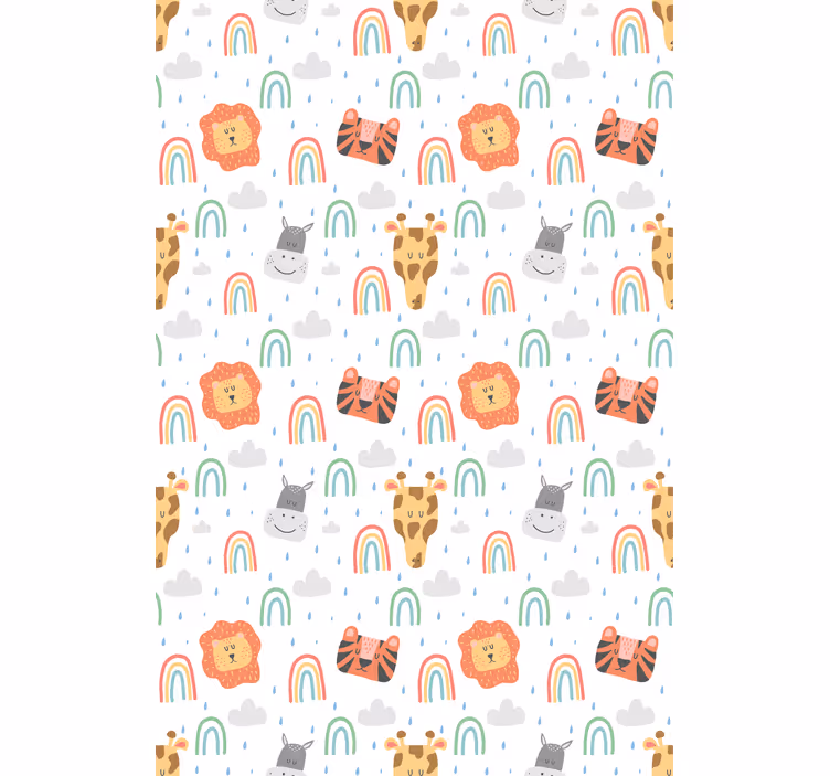 Tenda a rullo stile nordico animali selvatici con arcobaleni - TenStickers