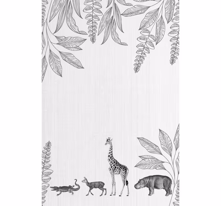 Tende a rullo Bambini Animali da safari e confine di alberi - TenStickers