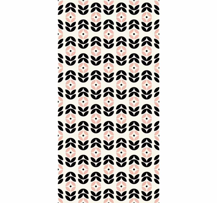 Tenda a rullo fiori ripetizione geometrica beige - TenStickers