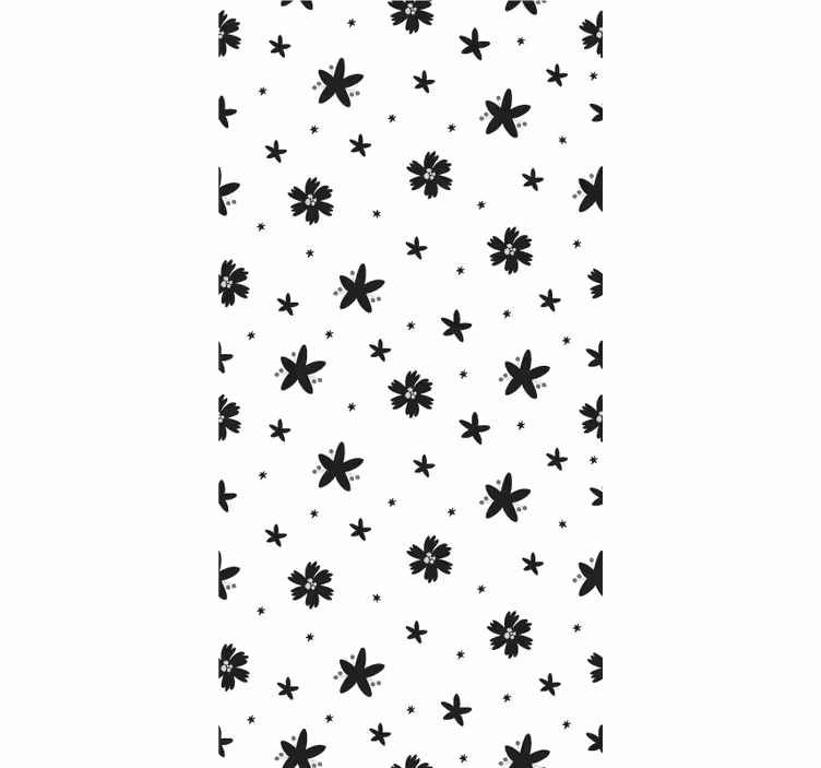 Tenda a rullo fiori disegno in bianco e nero - TenStickers