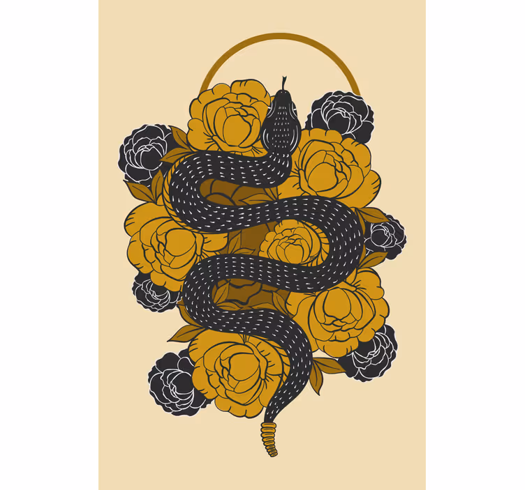 Tenda a rullo animali serpente tra i fiori - TenStickers