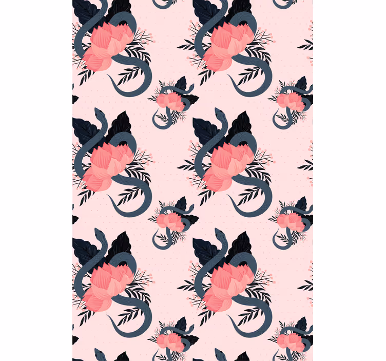 Tenda a rullo fiori e piante disegno floreale e a serpente - TenStickers