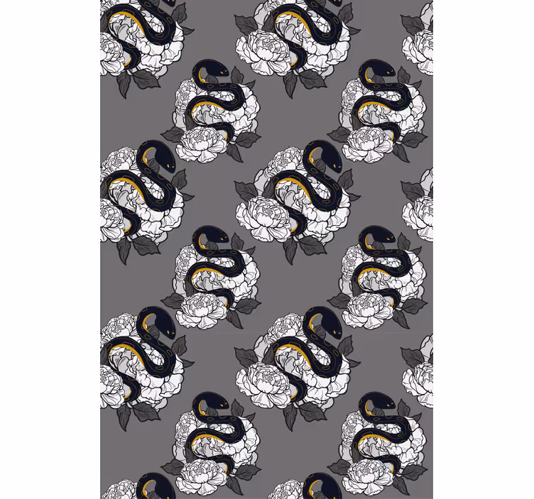 Tenda a rullo animali motivo a serpente e fiore - TenStickers