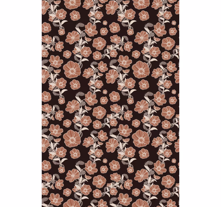 Tenda a rullo fiori motivo scuro vintage - TenStickers