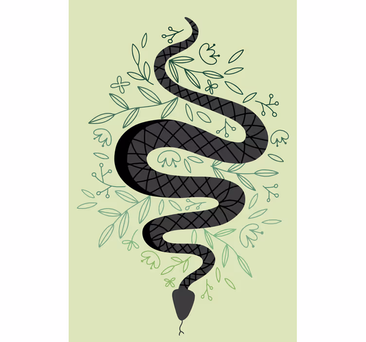 Tenda a rullo animali serpente con foglie - TenStickers