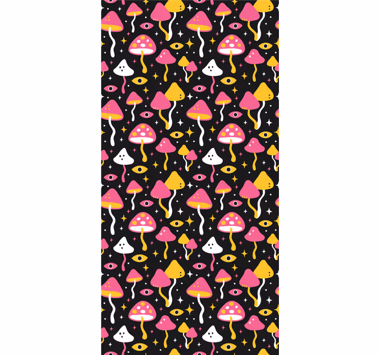Tenda a rullo divertente tema vivace dei funghi - TenStickers