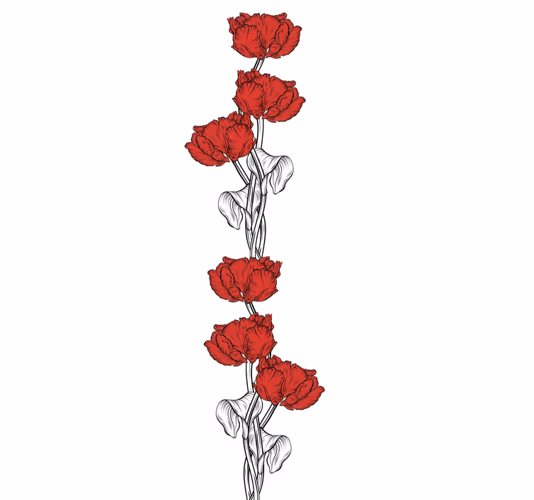 Tenda a rullo fiori e piante fiori rossi eleganti - TenStickers