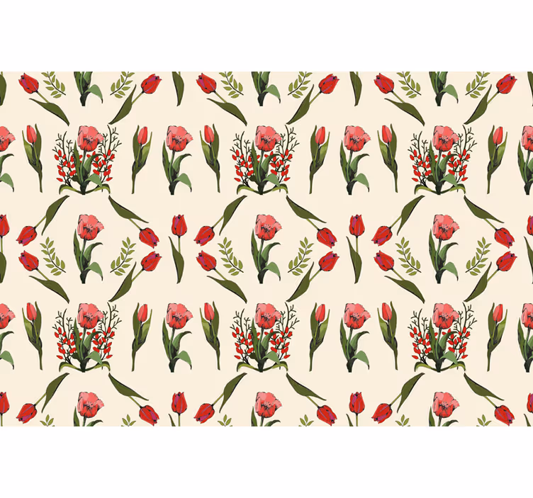 Tenda a rullo fiori elegante disposizione beige - TenStickers