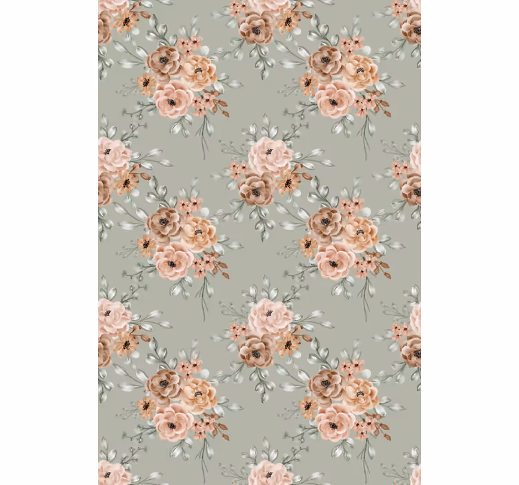 Tenda a rullo con fiori bella disposizione beige - TenStickers