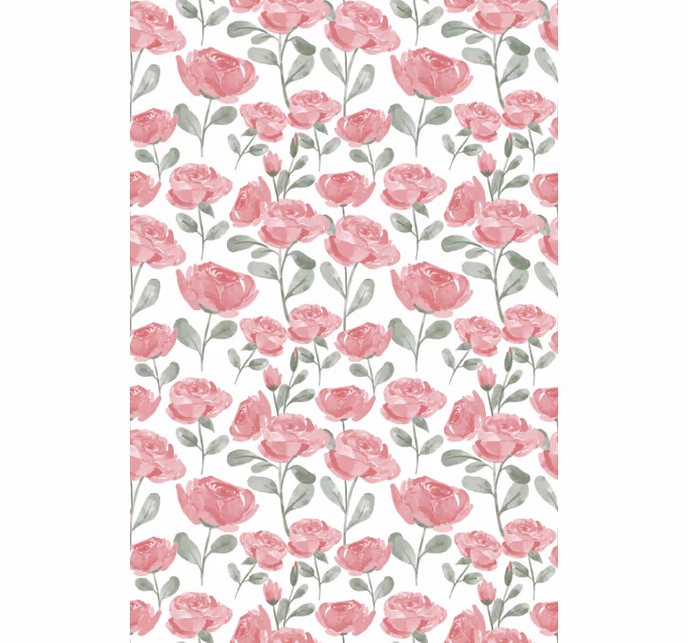 Tenda a rullo fiori e piante rose acquarellate - TenStickers