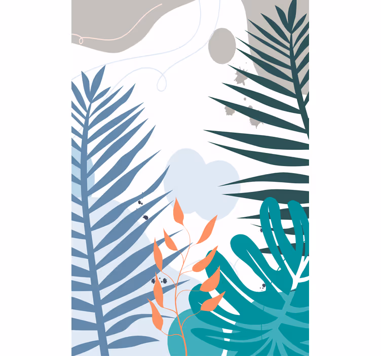 Tenda a rullo fiori e piante grandi foglie tropicali - TenStickers