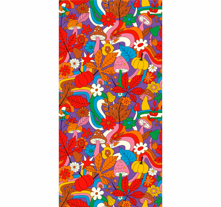 Tenda a rullo divertente fantasia di funghi colorati - TenStickers