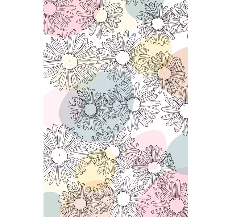 Tenda a rullo fiori margherite e tonalità pastello - TenStickers
