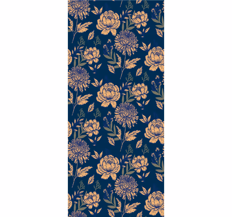 Tenda a rullo fiori modello elegante blu navy - TenStickers