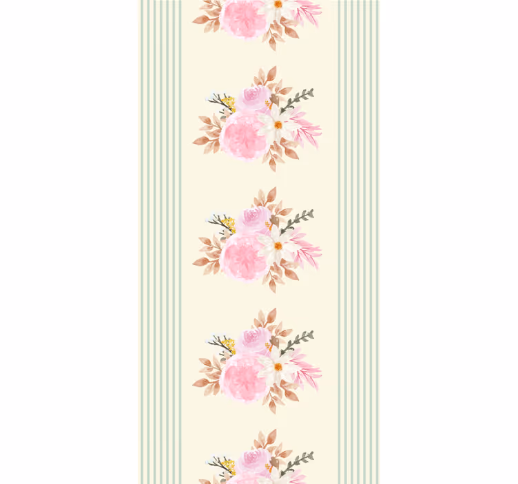 Tende a rullo originale con fiori e motivo a righe - TenStickers