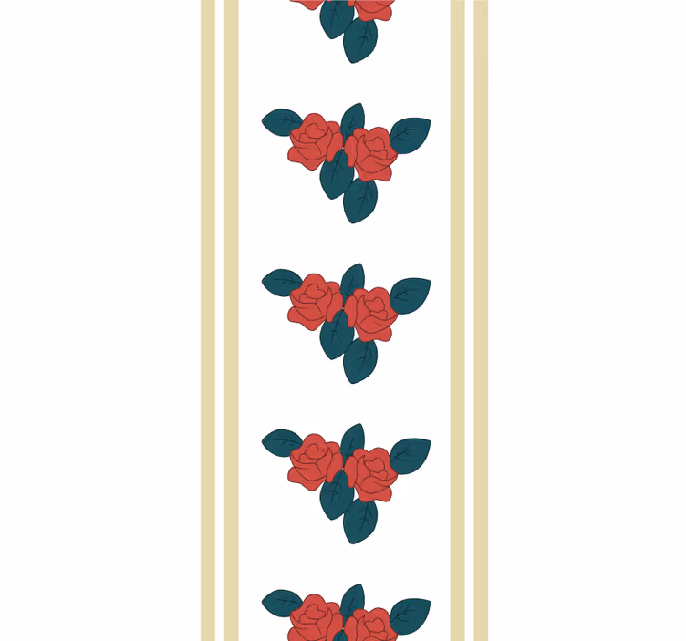 Tenda a rullo fiori motivo a rosa con foglie - TenStickers