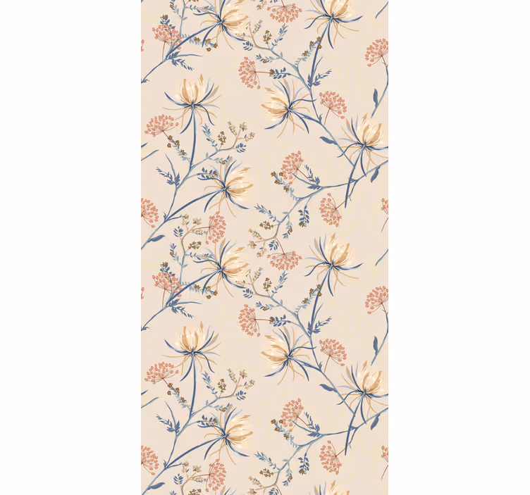 Tenda a rullo con fiori e piante motivo floreale beige - TenStickers