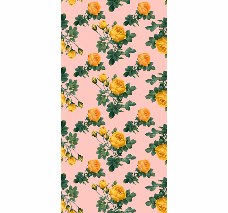 Tenda a rullo sala da pranzo motivo a rose gialle - TenStickers