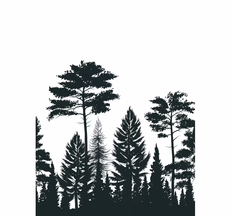 Tenda a rullo alberi scena foresta silhouette - TenStickers