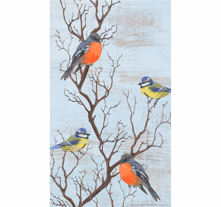 Tenda a rullo alberi uccelli sui rami - TenStickers