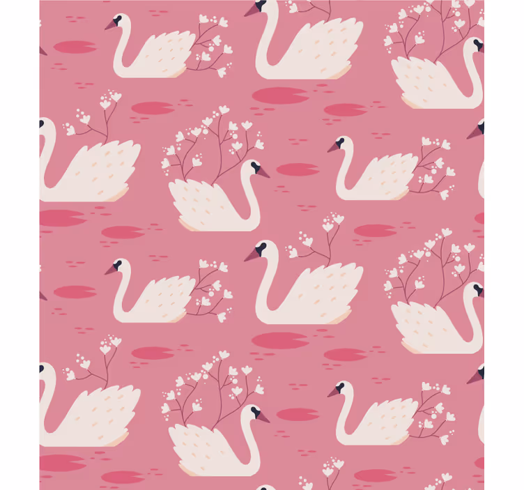Tenda a rullo fiori e piante cigni eleganti e fiori - TenStickers