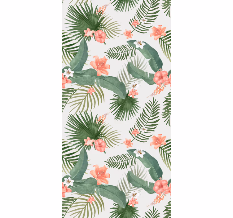 Tenda a rullo fiori e piante design verde tropicale - TenStickers