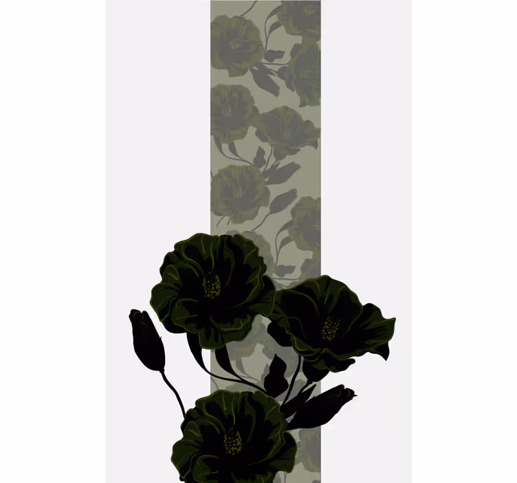 Tenda a rullo fiori e piante disposizione delle rose verdi - TenStickers