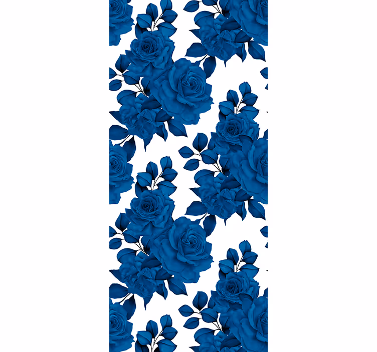 Tenda a rullo fiori e piante motivo a fiori azzurri - TenStickers
