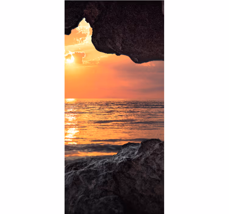 Tenda a rullo soggiorno con tramonto e mare - TenStickers