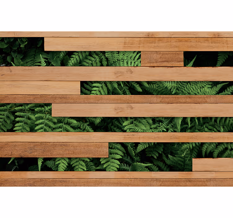 Tenda a rullo con piante e legno - TenStickers