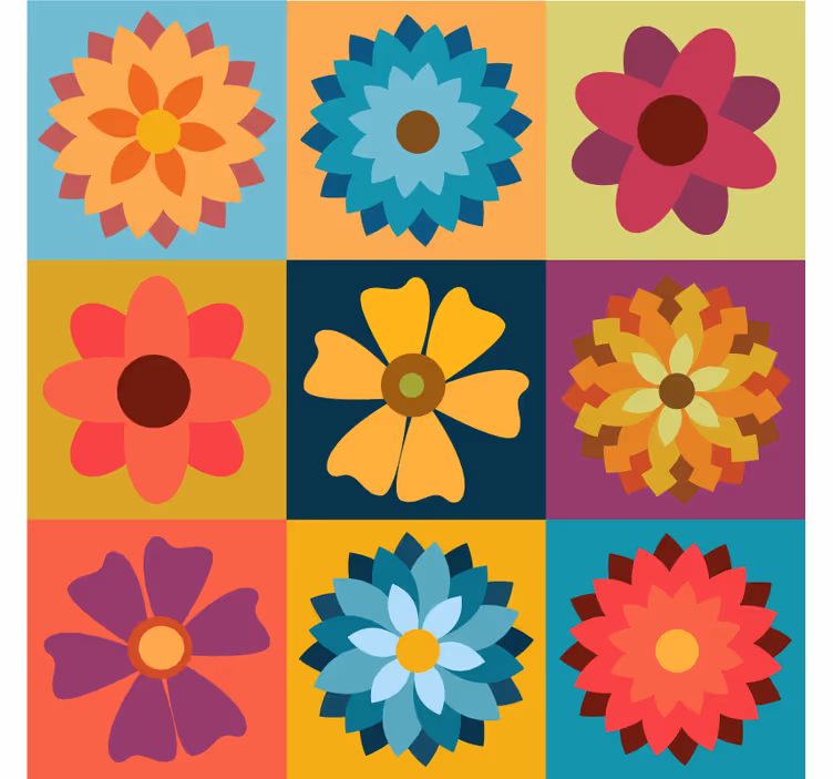 Tende a rullo con fiori cucina piastrelle colorati - TenStickers
