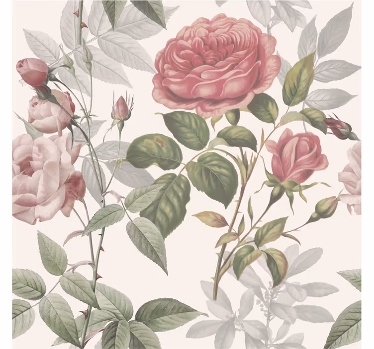 Tenda a rullo soggiorno con fiori motivo rosa - TenStickers