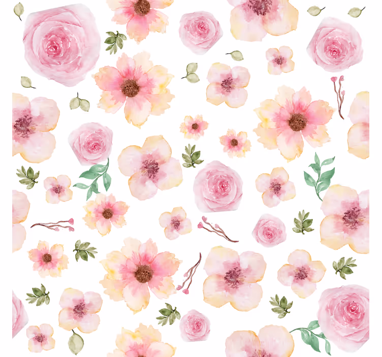 Tenda a rullo motivo fiori rosa - TenStickers