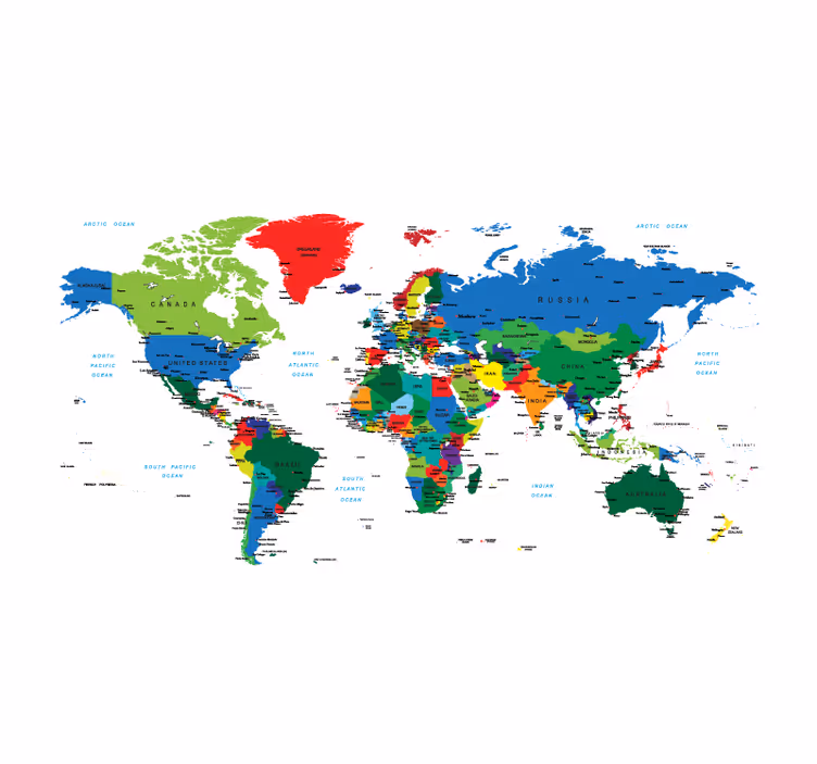 Tende a rullo mappamondo cartografia politica - TenStickers