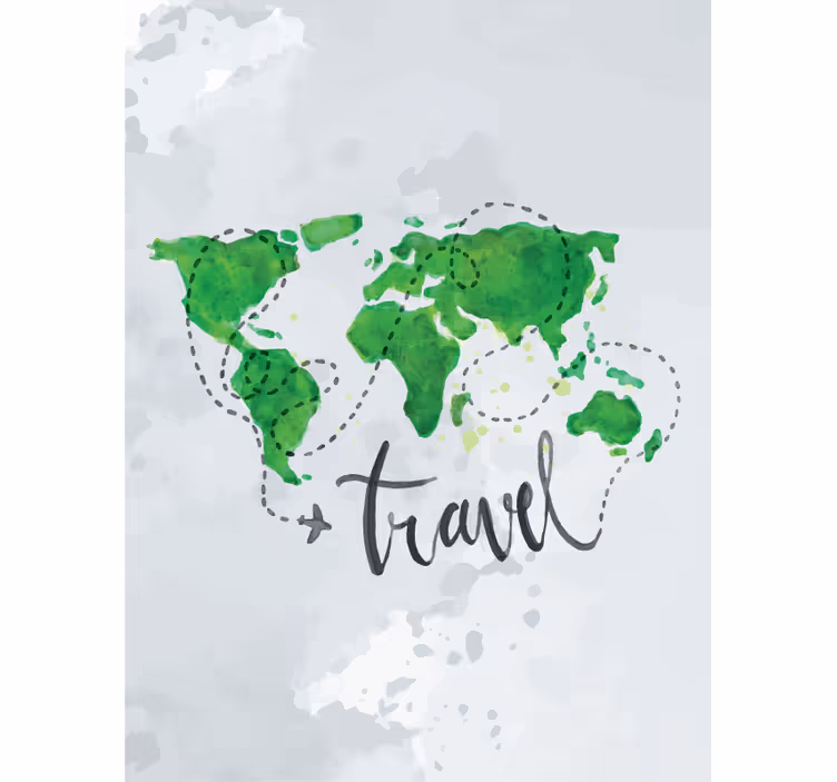 Tende a rullo mappamondo viaggio ad acquerello - TenStickers