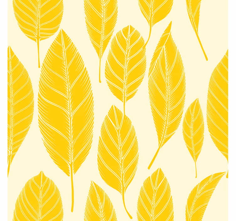 Tenda a rullo color giallo motivo a foglie grandi - TenStickers