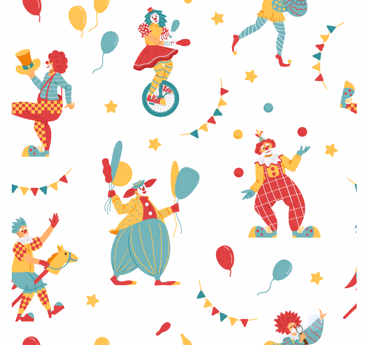 Tenda a rullo divertente clown con palloncini - TenStickers