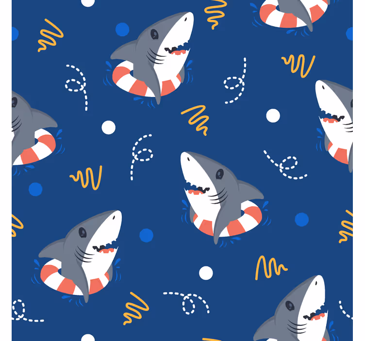 Tenda a rullo divertente modello di squalo bagnino - TenStickers
